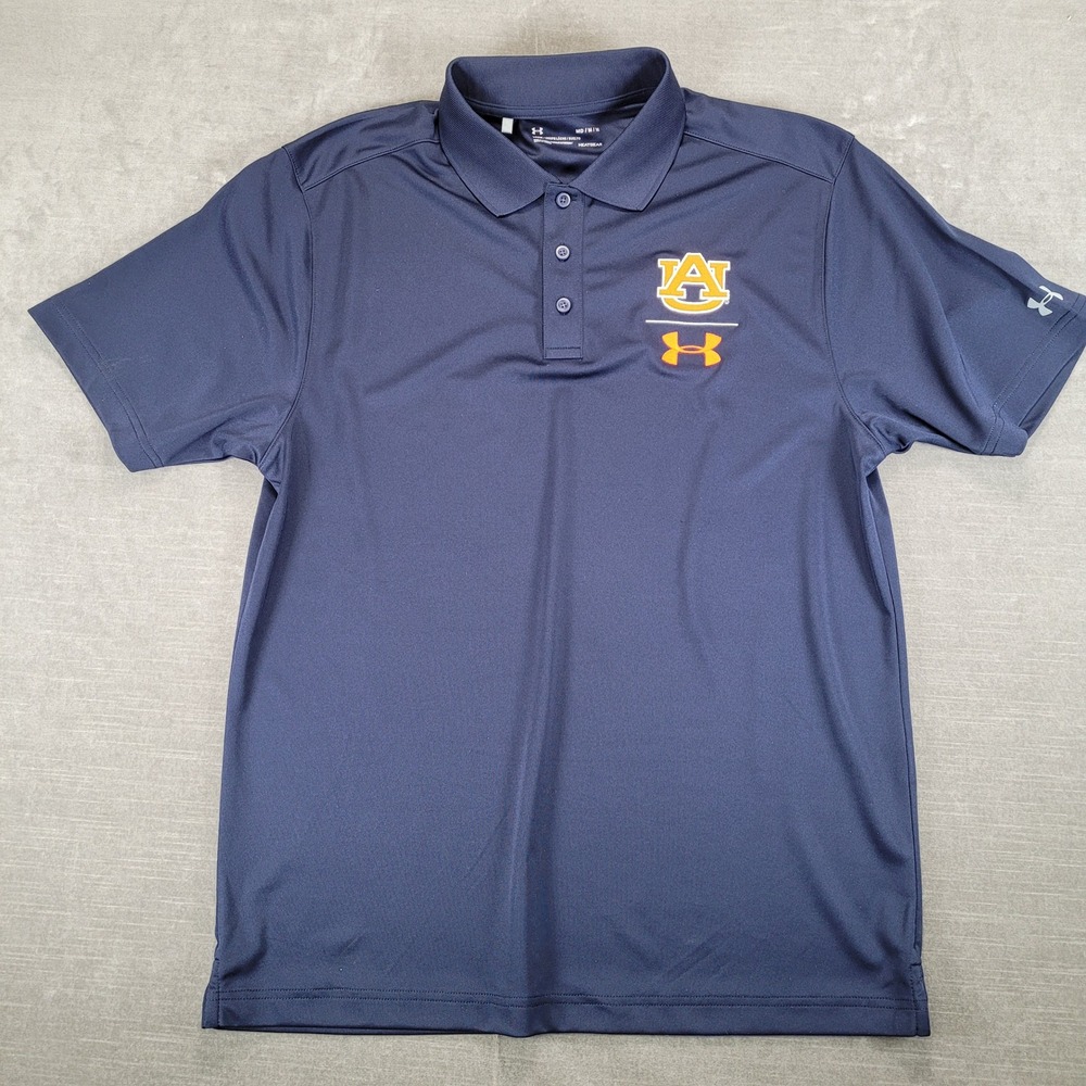 Under Armour Auburn Tigers Mens Medium Navy Blue HeatGear Performance Polo Shirt